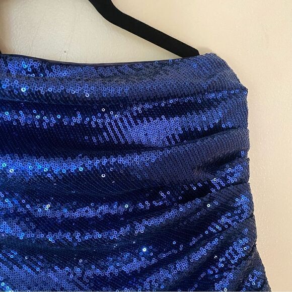 NBD Marceline Mini Dress blue cobalt sequin one shoulder party Revolve sz S - Picture 9 of 11